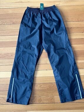 L.L. Bean Black Water Resistant Hiking Camping Gorpcore Rain Pants Sz 12